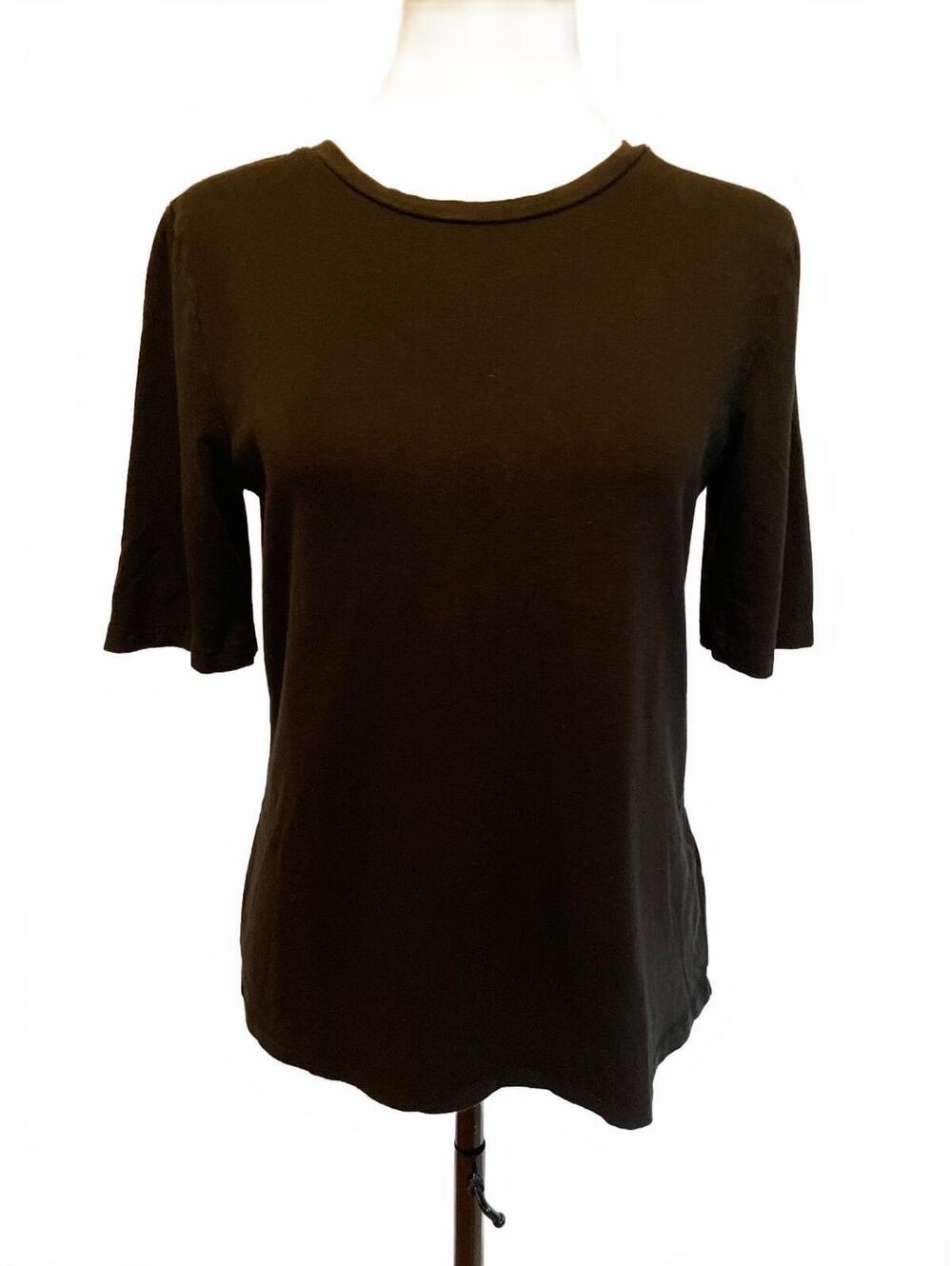 Magaschoni Black Pima Cotton Modal Knit Top M Luxe Minimalist Elevated Basic